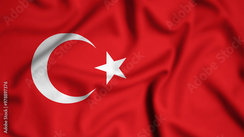 Turkey flag waving in the wind background illustration, silk photo