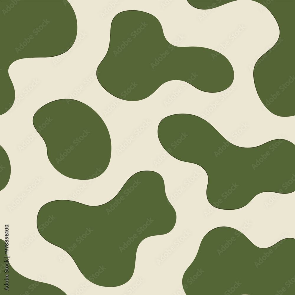 Fototapeta premium Seamless camouflage pattern with organic green and beige irregular shapes