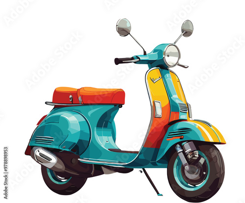 Vector illustration of a colorful scooter