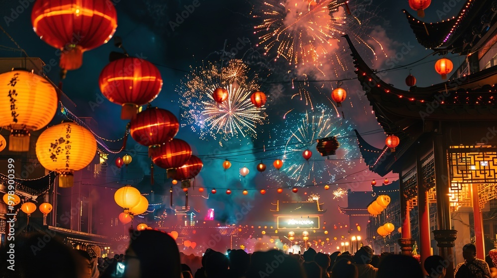 Fototapeta premium Chinese new year firework wallpaper