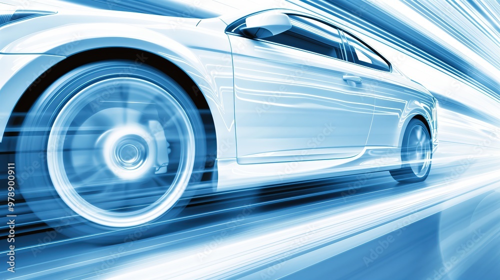 white sports car speeding down the road blurred by motion white sports car speeding down the road blurred by motion
