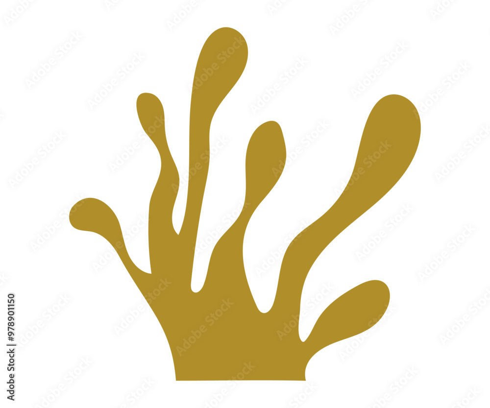 Golden shape with fluid extensions on white background. Ideal for marine life, ecology, minimalism, modern design, and abstract art themes. Clean and simple style Golden shape with fluid extensions on white background. Ideal for marine life, ecology, minimalism, modern design, and abstract art themes. Clean and simple style