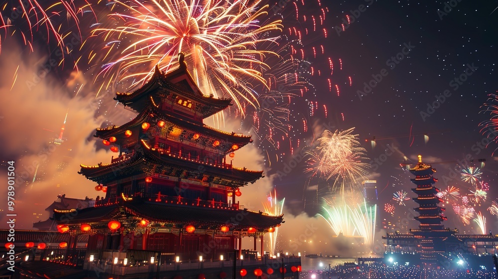 Fototapeta premium Chinese new year fireworks
