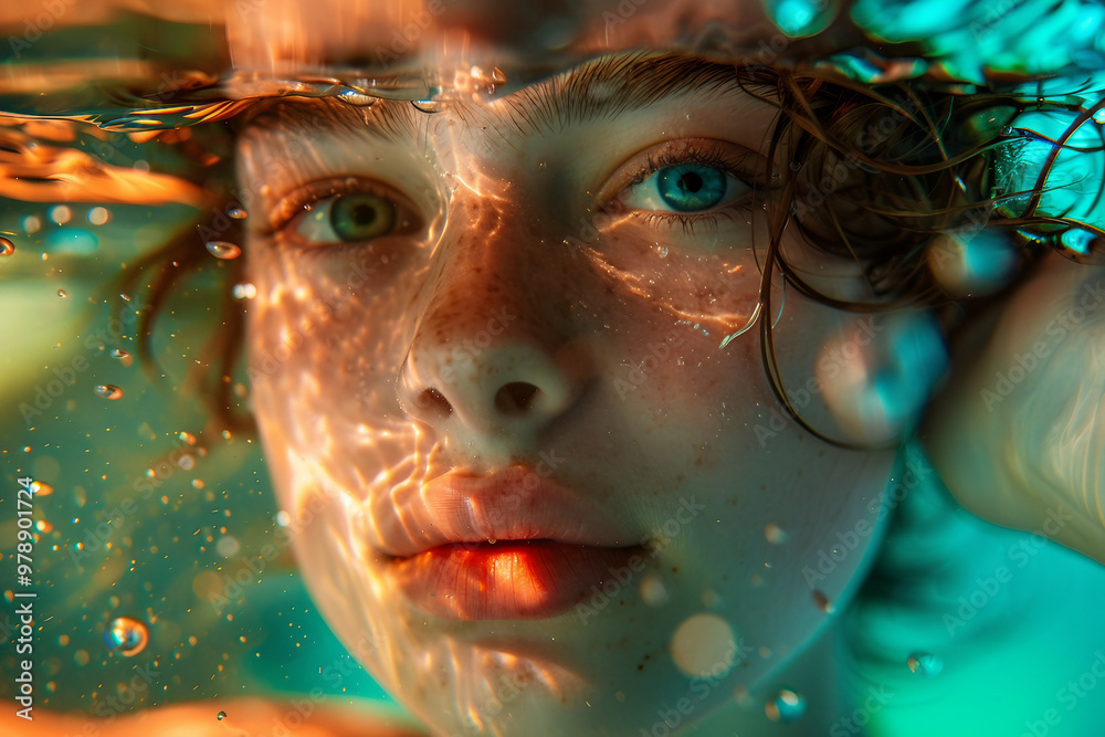 Delightful underwater exploration, people swimming snorkeling diving, Generative AI Delightful underwater exploration, people swimming snorkeling diving, Generative AI