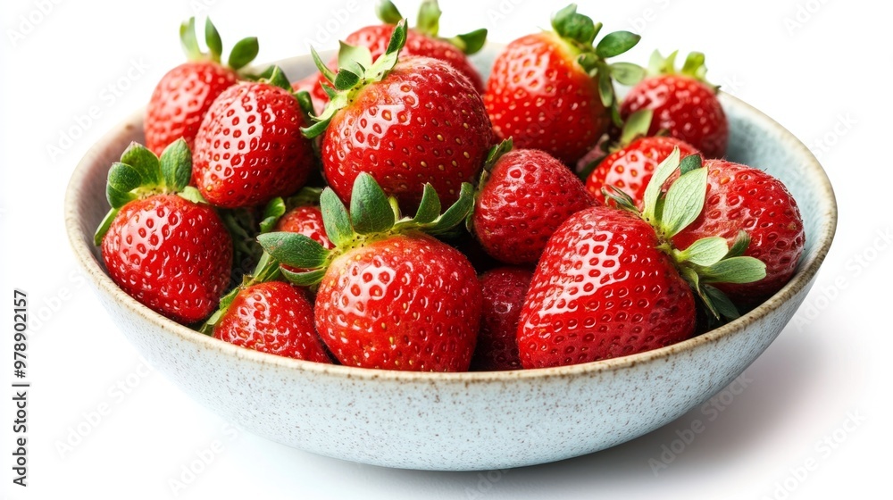 bunch of fresh plump strawberries with bright on white background bunch of fresh plump strawberries with bright on white background
