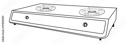 2 burner gas stove vector eps