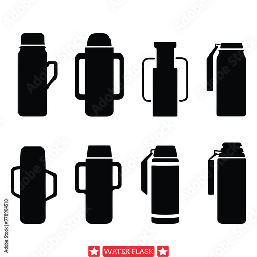 Quench Your Thirst  Dive into Our Water Flask Vector Set