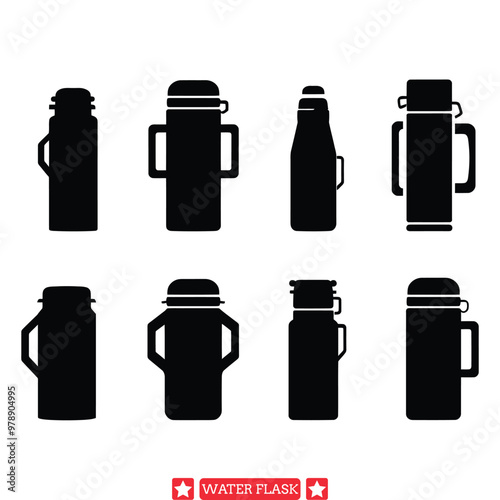 Thirsty for Adventure  Explore Our Water Flask Vector Silhouette Collection