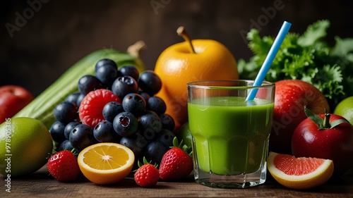 Fresh Juice with Fruits and Vegetables.