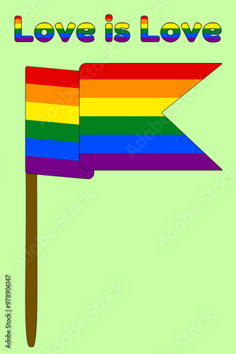 Vibrant and colorful illustration of a waving pride flag, representing the LGBT community. Perfect for support and awareness projects.