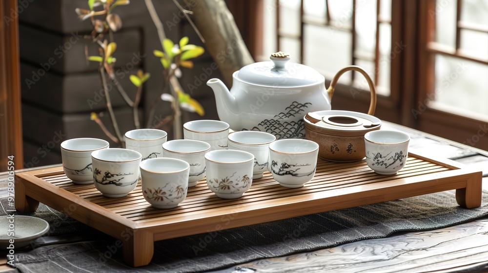Obraz premium Chinese tea set wallpaper