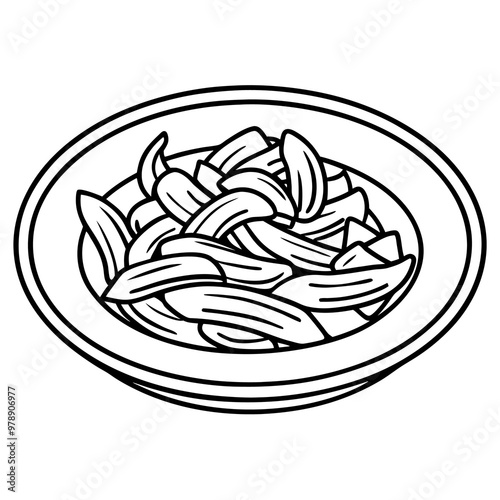 penne outline coloring book page line art drawing