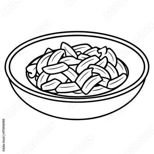 penne outline coloring book page line art drawing