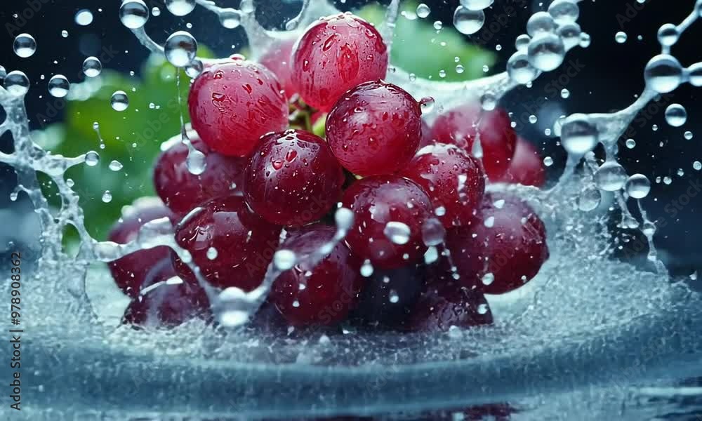 Red Grapes Splashing in Water Red Grapes Splashing in Water