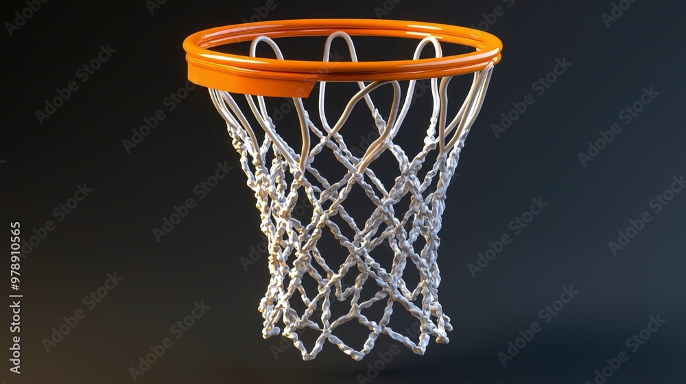 Basketball Hoop with Net on Black Background Basketball Hoop with Net on Black Background