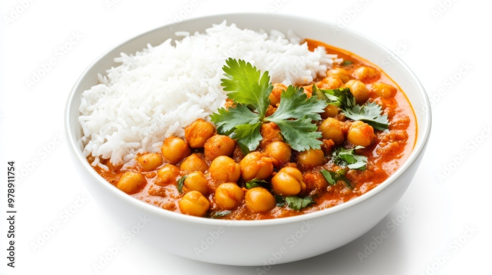 A bowl of chickpea curry with soft chickpea A bowl of chickpea curry with soft chickpea