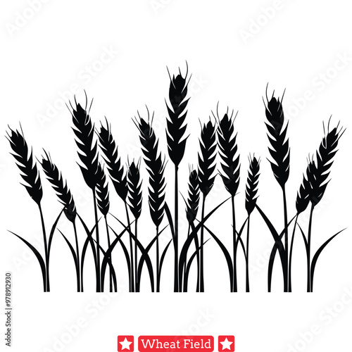 Rustic Reverie  Nostalgic Wheat Field Vector Set for Timeless Artistry