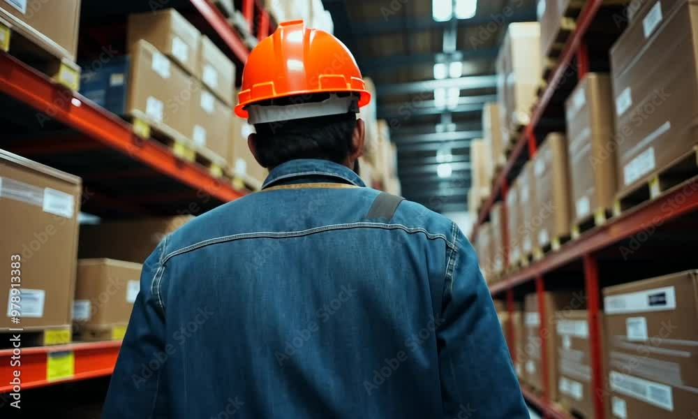 Warehouse Worker in a Busy Distribution Center Warehouse Worker in a Busy Distribution Center