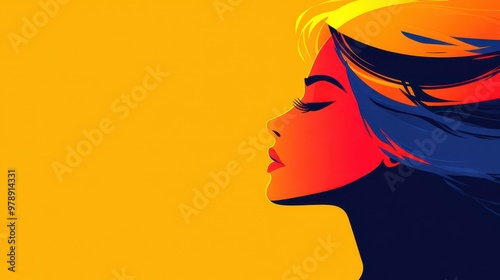 A vibrant D flat illustration of a woman immersed in art, set against a clean background for a fresh aesthetic.