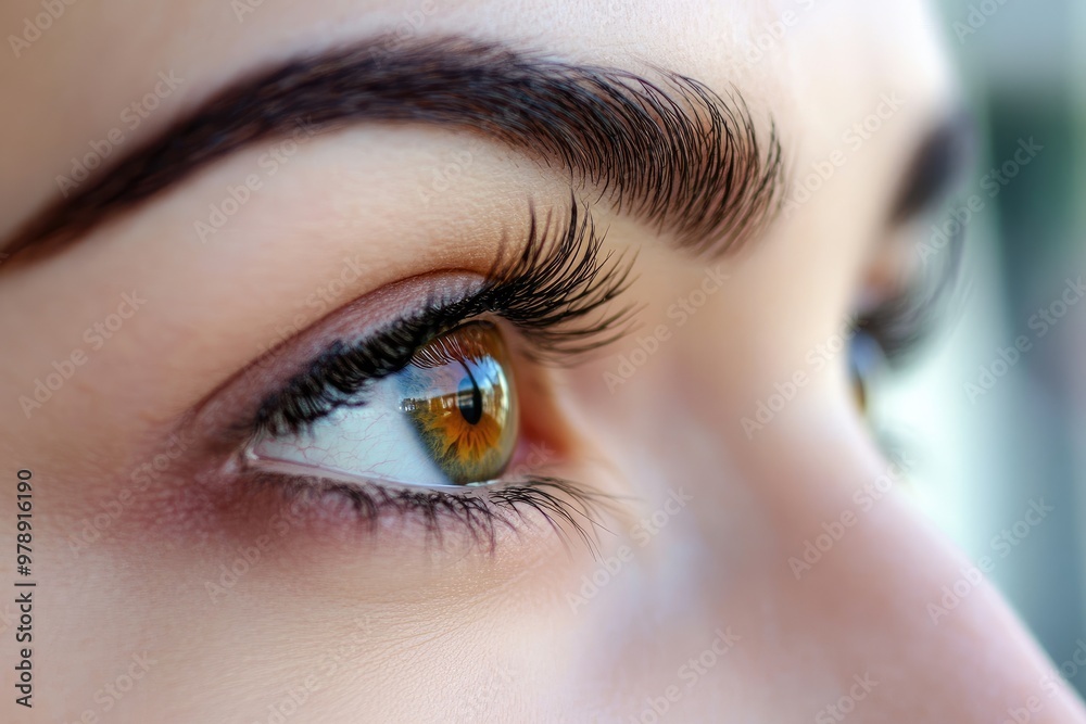 Obraz premium Woman is looking away with hope in her beautiful brown eyes