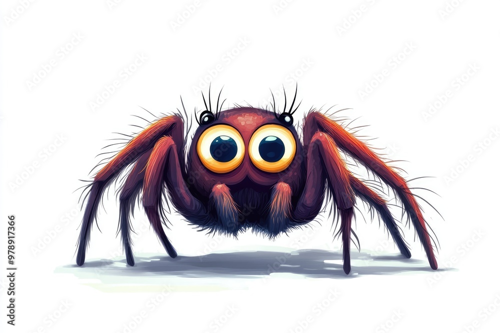 Cute cartoon spider standing on white background Cute cartoon spider standing on white background