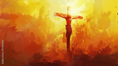 Despite the agony there is a sense of profound peace as Jesus hangs on the cross
