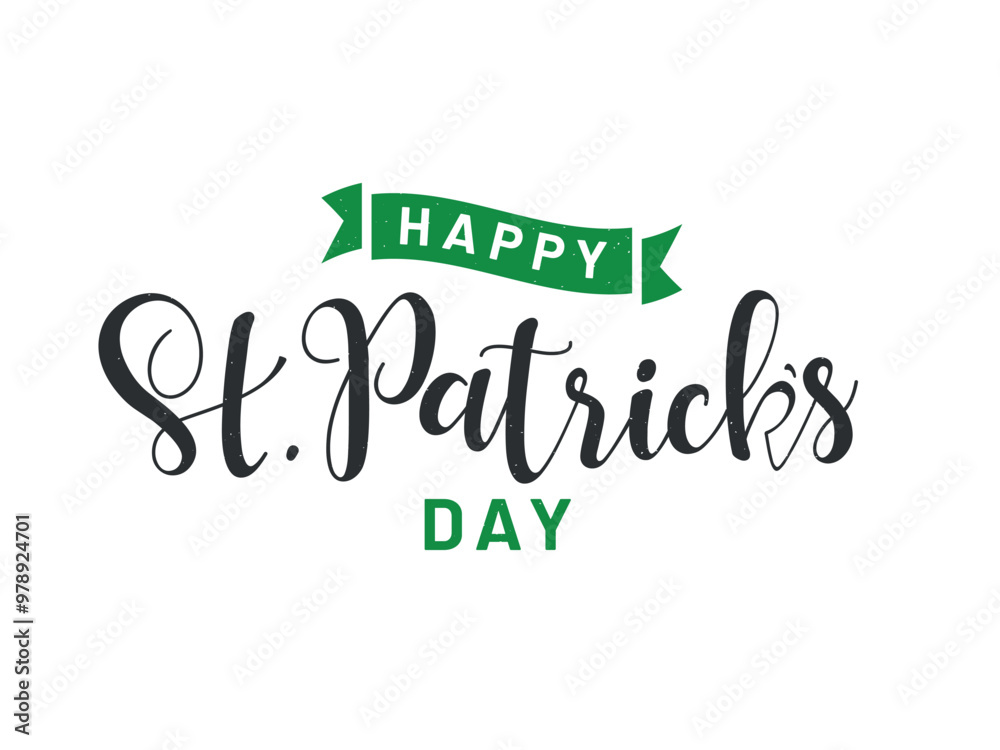 Fototapeta premium Stylish calligraphy of Happy St. Patrick's Day on white background. Can be used as greeting card design.