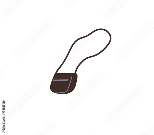 Small brown crossbody bag with long strap. Ideal for fashion, accessories, travel, urban lifestyle, retail. The bag has a minimalistic design, making it perfect for modern usage and practicality