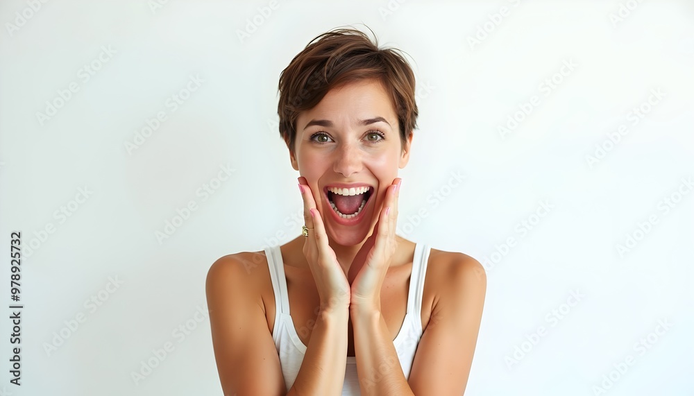 Portrait of a Woman Making Gestures - Isolated on White Background Portrait of a Woman Making Gestures - Isolated on White Background