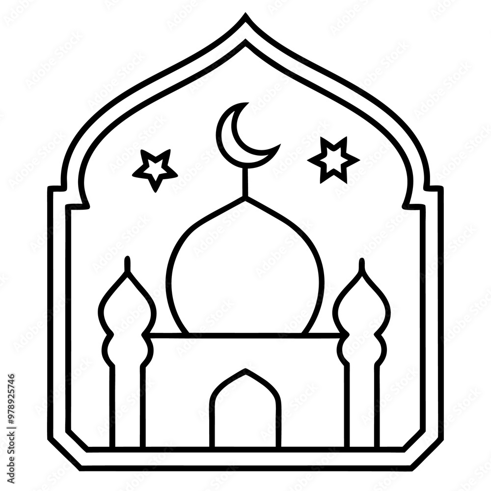 Ramadan Kareem background outline coloring book page line art drawing Ramadan Kareem background outline coloring book page line art drawing