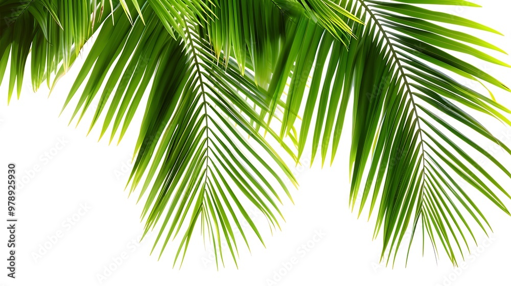 Naklejka premium Green palm leaves isolated on white background with copy space for text.