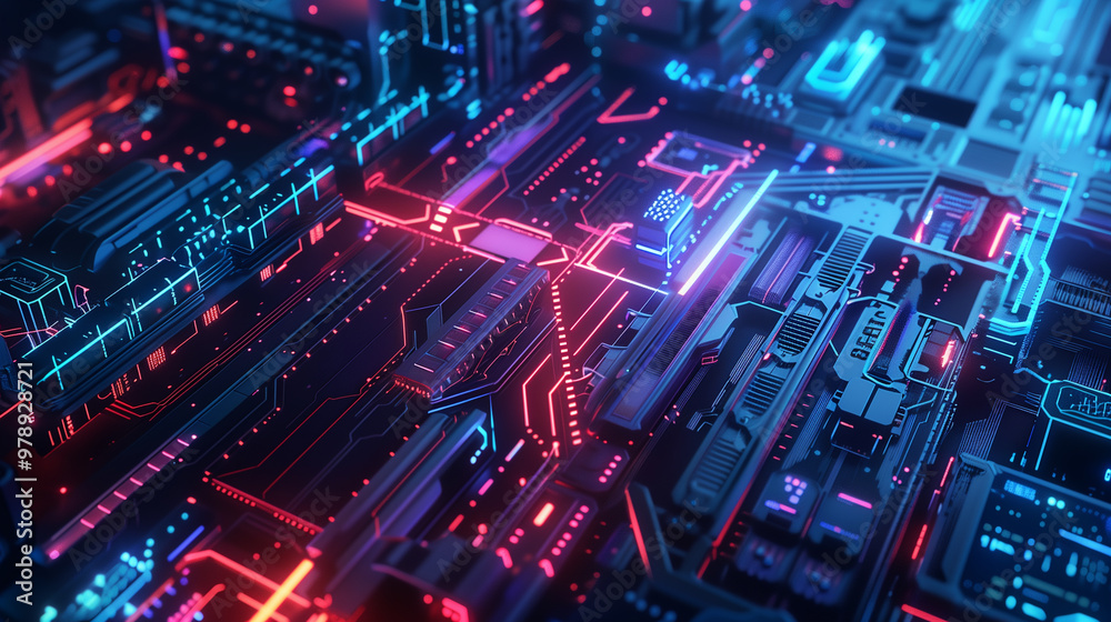 Futuristic circuit board design with vibrant colors Futuristic circuit board design with vibrant colors