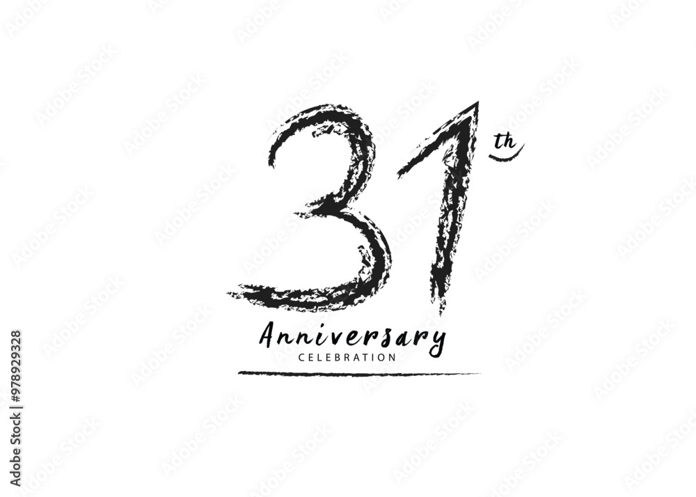 31 Years Anniversary Celebration logo black paintbrush vector, 31 number logo design, 31th Birthday Logo, happy Anniversary, Vector Anniversary For Celebration, poster, Invitation Card