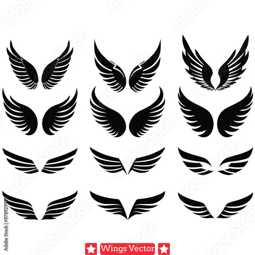 Divine Aura  Detailed Wings Silhouettes for Designers