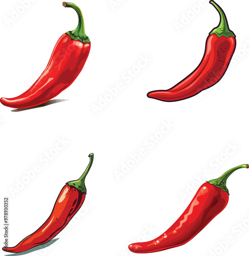 Chillie vector spicy red chilli vector
