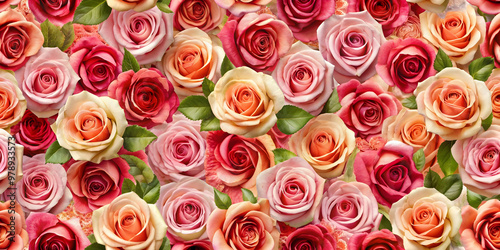 Seamless pattern of a bouquet collage of roses, roses, bouquet, seamless, pattern, floral, design, wallpaper, background