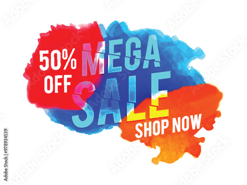 Mega Sale Poster, Banner or Flyer design.