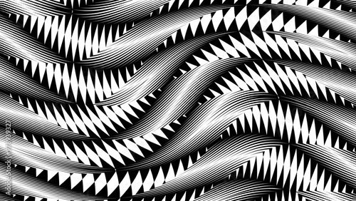 Abstract creative black and white zigzag stripe geometric diamond shape pattern monochrome background illustration.