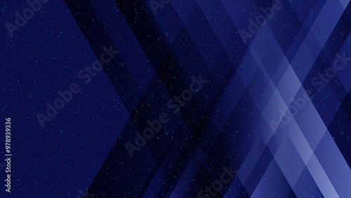 Abstract creative geometric shape and stripe on dark blue with particle background illustration.