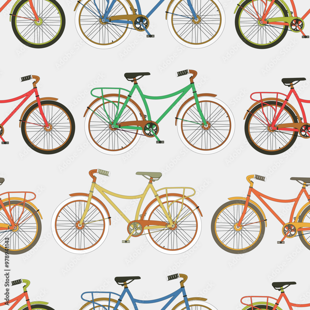 Fototapeta premium Bicycles seamless pattern.