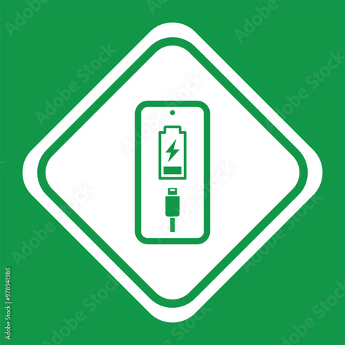 Device Charging Station Sign, Charge Your Phone, Laptop, and Powerbank Here White Background