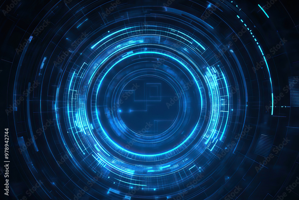 Obraz premium Abstract futuristic dark background with linear circle. Innovation and technology concept. Place for text