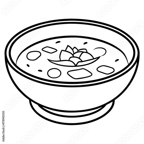 russian borscht soup outline coloring book page line art drawing