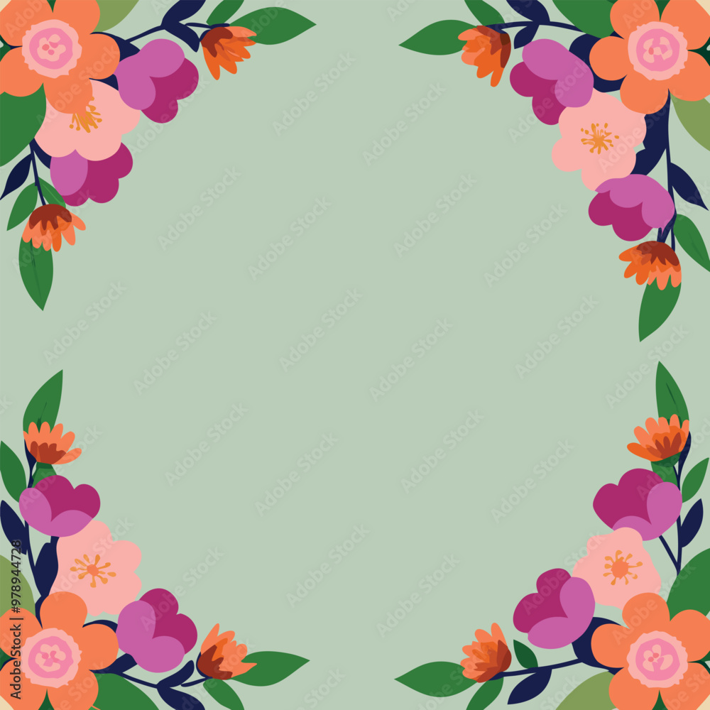 Obraz premium Decorative colorful flowers frame