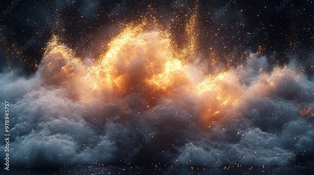 Obraz premium Abstract Fire and Smoke Explosion with Sparks