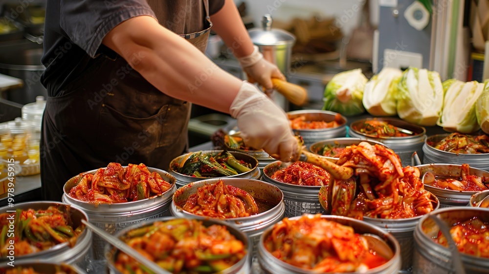 Obraz premium Korean making kimchi