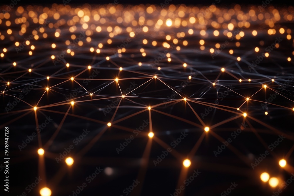 Wave of network connection in cyberspace. Flow of particles connected by lines. Wave of network connection in cyberspace. Flow of particles connected by lines.
