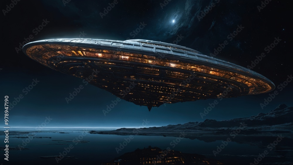 The darkly beautiful and lavish design of an alien spaceship with a deeply eerie and foreboding aura The darkly beautiful and lavish design of an alien spaceship with a deeply eerie and foreboding aura