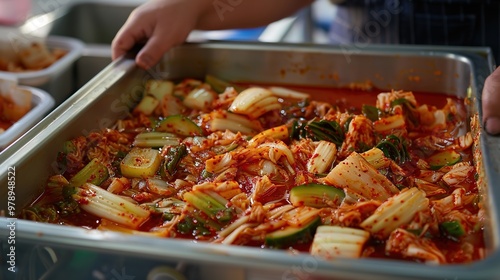 Korean making kimchi