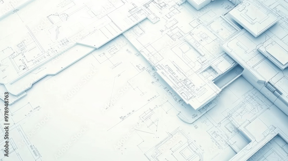 Architectural Blueprint Design Concept with D Model Architectural Blueprint Design Concept with D Model
